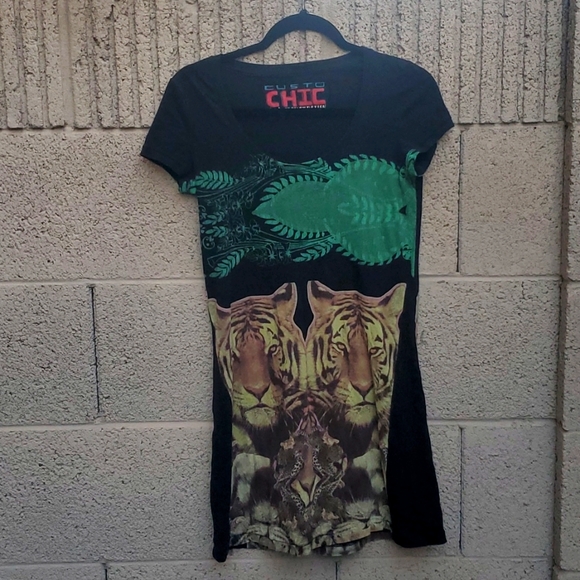 Custo Barcelona Chic High Illustration Couture Printed Designer Dress. - Picture 1 of 10
